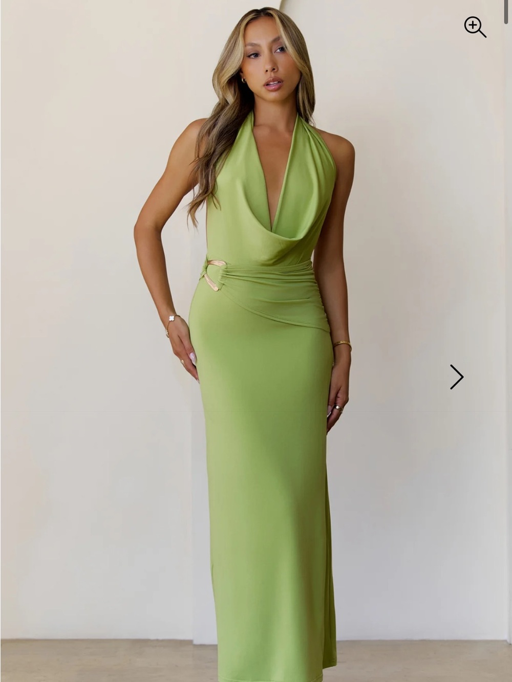 HELLO MOLLY - SILK ESSENCE HALTER MAXI DRESS GREEN